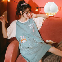 [定制]带胸垫睡衣女士夏季短袖睡裙韩版卡通可外穿连衣裙家居服