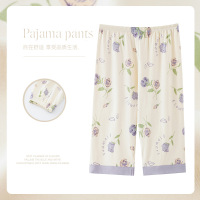 女士夏季棉质七分裤可爱卡通印花睡裤青少年夏天可外穿空调裤大码