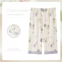 女士夏季棉质七分裤可爱卡通印花睡裤青少年夏天可外穿空调裤大码