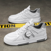 四季可穿男鞋新款时尚潮流休闲系带厚底圆头百搭拼色运动透气板鞋