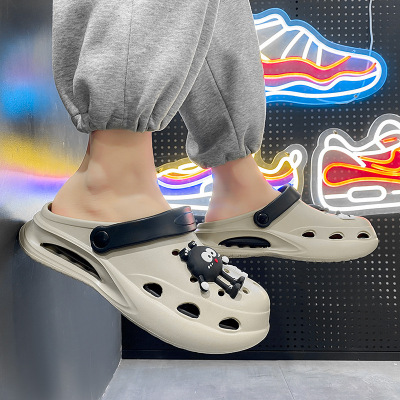 小煤球洞洞鞋EVA厚底踩屎感凉拖女士夏季卡通外穿情侣款可爱百搭