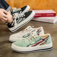 帆布鞋男款2025新款春季薄款透气百搭休闲板鞋青少年软底运动布鞋