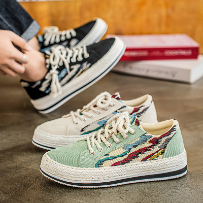 帆布鞋男款2025新款春季薄款透气百搭休闲板鞋青少年软底运动布鞋