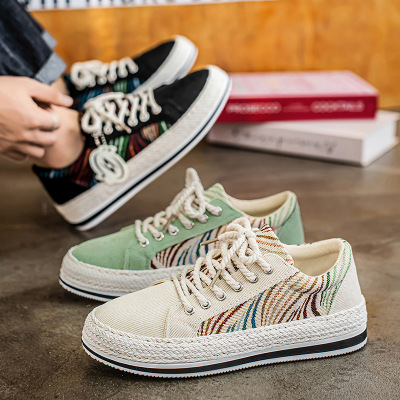 帆布鞋男鞋夏季透气潮流灯芯绒平板鞋男士休闲轻便薄款老北京布鞋