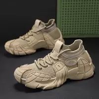 时尚潮流袜子鞋男春季2025新款透气网面飞织网鞋男士运动休闲鞋