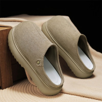 春夏季新款包头半拖休闲舒适透气纯色时尚平跟百搭日常男款拖鞋