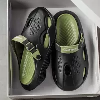 男士2025潮流时尚日常休闲圆头拼色洞洞鞋透气包头男款洞洞鞋