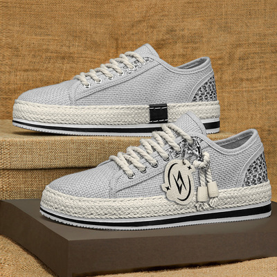 男士帆布鞋夏季透气软底一脚蹬懒人鞋子板鞋老北京休闲布鞋男款