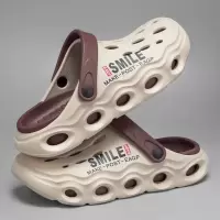 男士新款舒适潮流时尚日常休闲圆头厚底拼色洞洞鞋透气包头男鞋