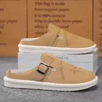 男士纯色包头半拖休闲日常平跟舒适透气新款时尚百搭潮流男款拖鞋