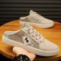 男款帆布半拖无后跟休闲透气潮流百搭日常四季可穿男款简约拖鞋