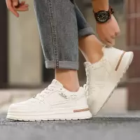 男鞋2025新款春季潮牌百搭运动休闲板鞋男士皮面厚底增高小白鞋