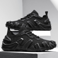 男鞋2025新款春季薄款网面透气飞织网鞋男士运动厚底时尚袜子潮鞋