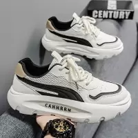 男鞋春夏季2025新款潮流圆头百搭透气厚底运动休闲拼色舒适男鞋