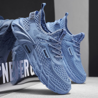 网面男鞋夏季透气网面日常百搭休闲厚底纯色运动风新款男士潮鞋