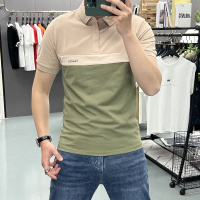 polo衫男士冰丝短袖夏季珠地棉潮牌休闲T恤帅气拼接宽松男人半袖