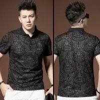 夏季新款烫金印花polo衫男衣服修身潮流ins翻领体恤男短袖T恤