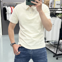 夏季新款翻领短袖T恤男士纯色扣子简约POLO衫修身上衣半袖打底衫