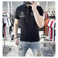 欧洲站夏季新款潮流休闲时尚刺绣翻领短袖T恤Polo衫男丝光棉