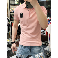 夏装新款翻领POLO衫男短袖潮流青年美式简约刺绣字母纯色翻领T恤