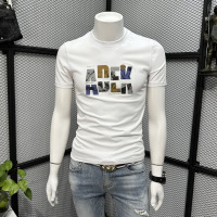 印花男士短袖T恤夏季新款休闲圆领帅气上衣欧洲站潮i修身体恤