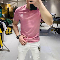 夏季丝光棉T恤男短袖潮牌时尚纯色休闲欧货弹力修身韩版半袖