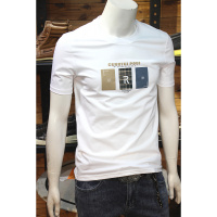 夏季字母短袖T恤男韩版青年修身印花丝光棉简单休闲上衣圆领半袖