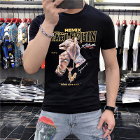 夏季新款T恤男重工烫钻印花手半袖圆领体恤男装上衣潮流