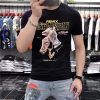 夏季新款T恤男重工烫钻印花手半袖圆领体恤男装上衣潮流