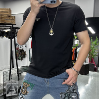 夏季新款三角形标短袖T恤男圆领修身半袖丝光棉时尚简约半袖体恤