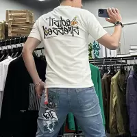 夏季新款抖音短袖T恤男士欧洲站潮流刺绣修身印花打底衫鸭子体恤