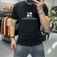 夏季新款男士短袖T恤圆领字母个性潮打底半袖修身丝光棉圆领青年t