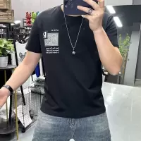 夏季新款短袖T恤男装上衣丝光棉修身圆领半袖抖音时尚打底衫