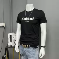 夏季新款钢印字母时尚短袖T恤男装修身圆领半袖衫丝光棉上衣潮流