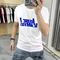 夏季欧货新款字母T恤男士上衣简约半袖衫修身潮圆领体恤