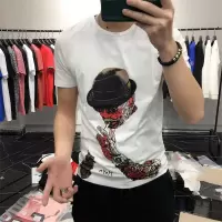 夏季潮流时尚男装短袖T恤潮男上衣丝光棉圆领欧洲站潮ins修身