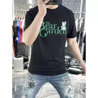 夏季短袖T恤男修身潮流小熊印花欧货丝光棉休闲圆领上衣体恤