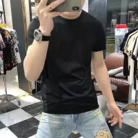 夏季短袖T恤男士圆领半袖衫简约净色纯色体恤衣服多色丝光棉