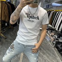 年夏季新款潮牌男士套头圆领流行印花图案时尚休闲短袖T恤男