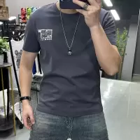 新款夏季短袖体恤圆领半袖时尚印花潮流打底衫T恤上衣丝光棉