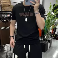 欧洲站时尚短袖T恤男士立体字母潮流圆领半袖体恤上衣丝光棉修身