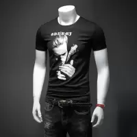 欧洲站男士丝光棉短袖T恤圆领修身潮流印花人物半袖体恤欧货时尚