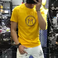 款夏季网红个性潮流欧洲站重工艺字母烫钻修身圆领短袖T恤男