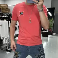 潮流短袖T恤男抖音同款刺绣圆领半袖丝光棉修身上衣夏季新款潮ins