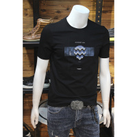 男士丝光棉短袖T恤韩版修身刺绣潮流青少年学生休闲半袖薄款上衣