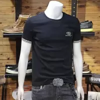 男短袖夏季新款修身圆领丝光棉简单打底T恤小标T恤时尚半袖衫