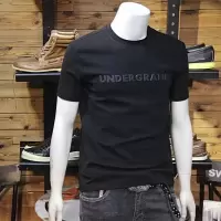 立体字母短袖T恤男夏季新款打底衫半袖简单圆领丝光棉时尚潮