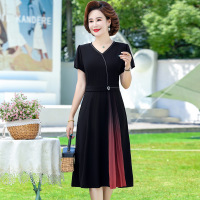 中老年女装夏新款妈妈装连衣裙时尚中年女长裙夏季婆婆装