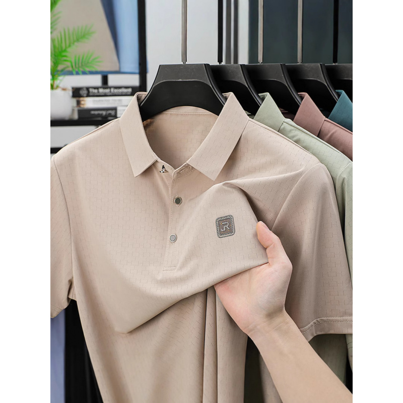 2025年夏季新款翻领短袖POLO衫男士商务休闲纯色百搭T恤冰丝男装