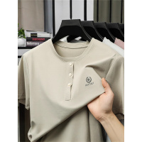 夏季圆领T恤男净色中年宽松爸爸装polo衫时尚休闲中式T恤夏天上衣